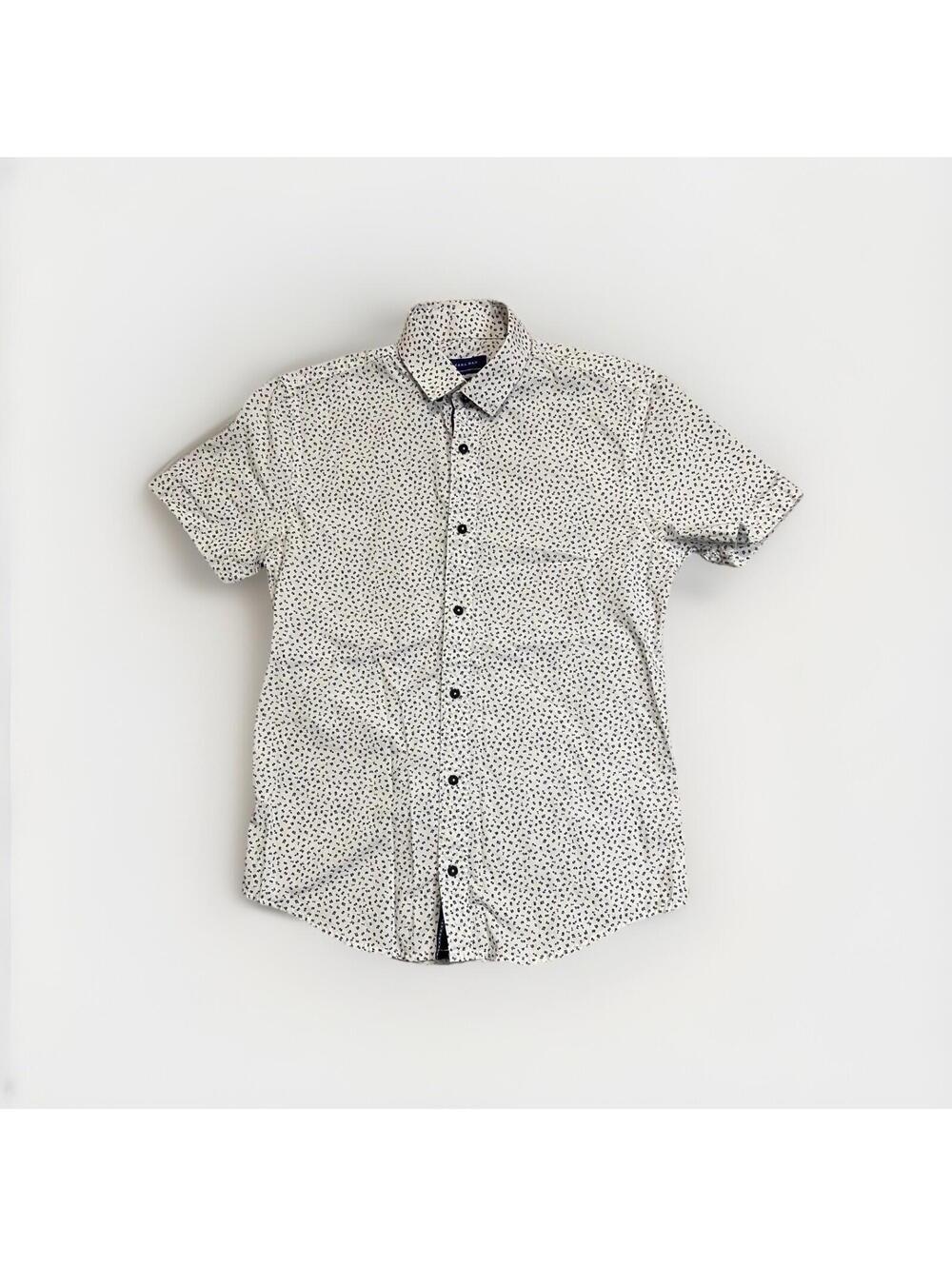 Zara Man S Slim Fit Short Sleeve Button Down Shirt White